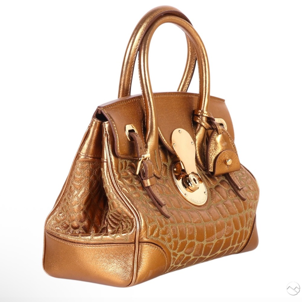 Ralph Lauren Ricky 27 Quilted Gold bronze Leather Handbag - Picture 4 of 14